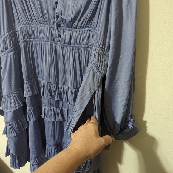 Anthropologie Blue Ruffled Mini Dress - Picture 10 of 13